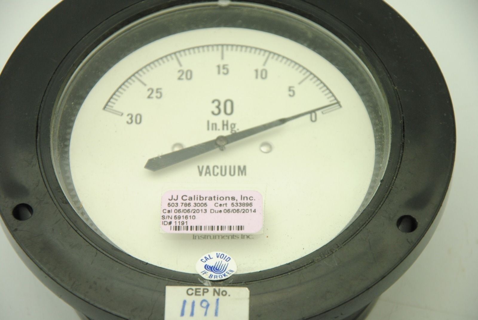 3D Instruments 25204-21B11, 4" Vacuum Gauge, -30" In.Hg. to 0