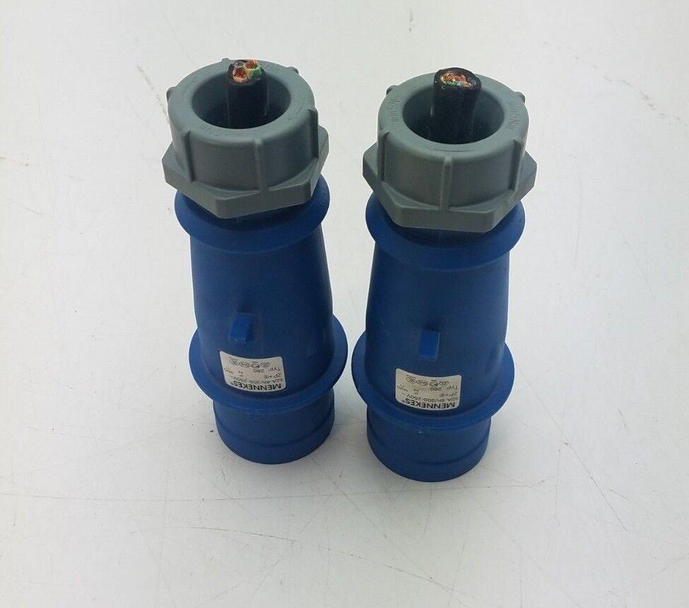 2x Mennekes AM-TOP Series, IP44 Blue Cable Mount 2P+E Industrial Power Plug