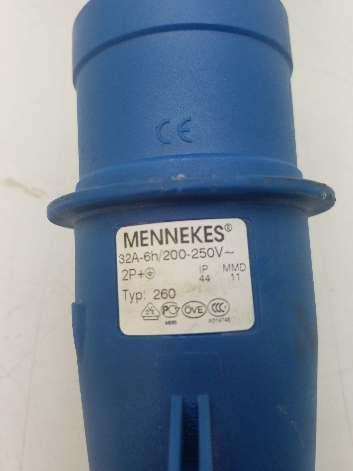 2x Mennekes AM-TOP Series, IP44 Blue Cable Mount 2P+E Industrial Power Plug