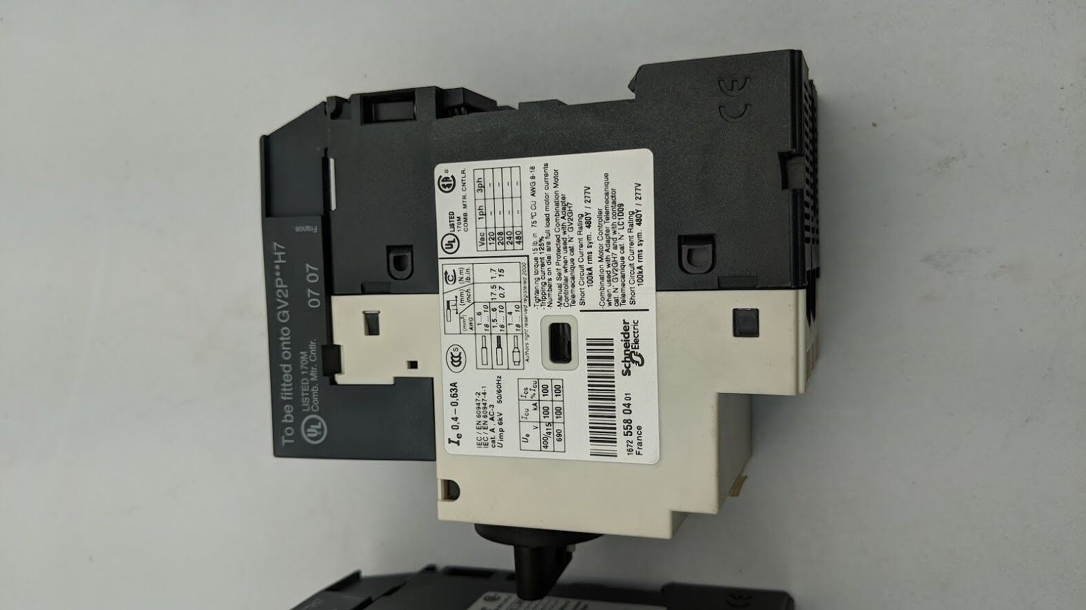 4x Schneider TELEMECANIQUE GV2-P04H7 Motor Circuit Breaker 3PH 0.4-0.6A GV2GH7