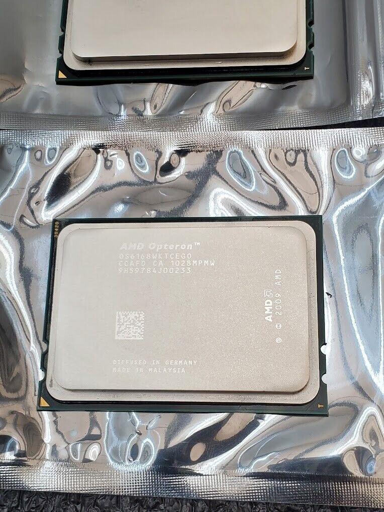 2x AMD OPTERON OS6168 12 Cores 1.90GHz Socket G34 OS6168WKTCEGO CPU Lot of 2