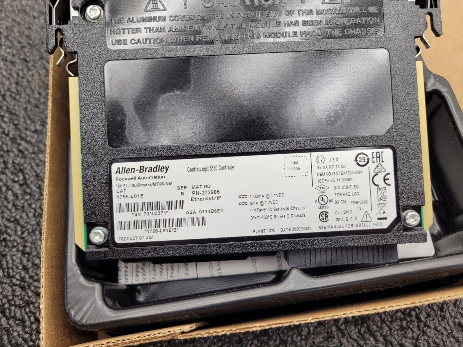 2020 Allen-Bradley 1756-L81E /B ControlLogix Processor - New Surplus (Open)