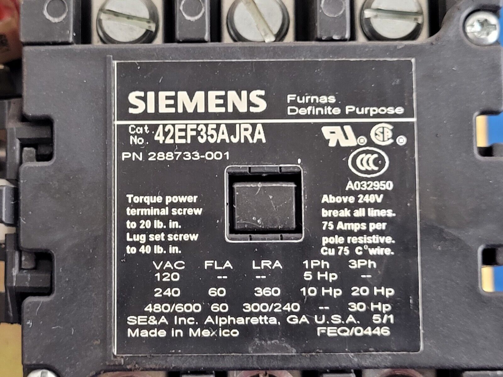 2005 Haas CNC VF-2SS Fuse Breaker Contactor Control 4075H Intact Working Tested