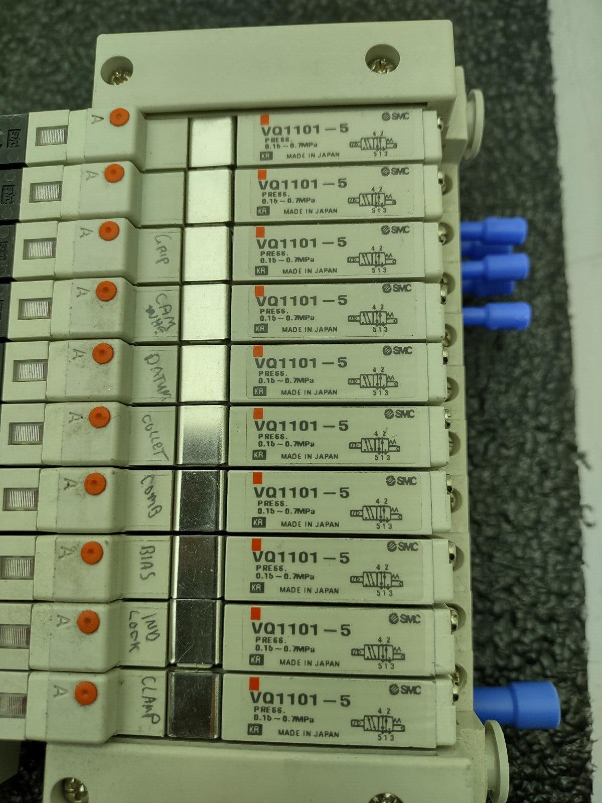 3x SMC Pneumatic Valve Block Solenoid Manifold 24VDC 26 Valves Total Lot E