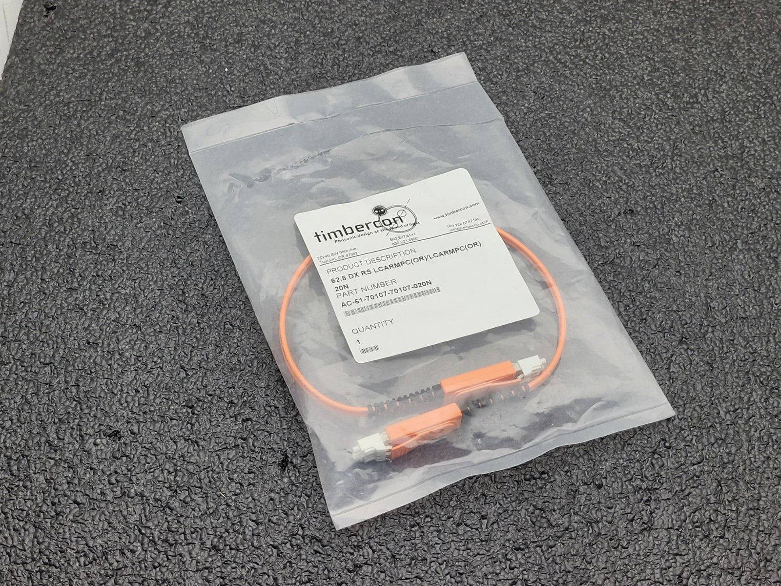 10x TIMBERCON AC-61-70107-70107-020N 62.5 DX RS LCARMPC/20N Fiber Optic Cables
