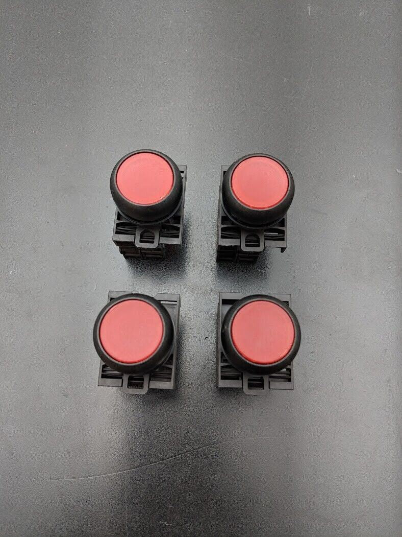 4x Red Eaton Momentary Contact Machine Control Push Button 2 Pole 22mm M22-LED