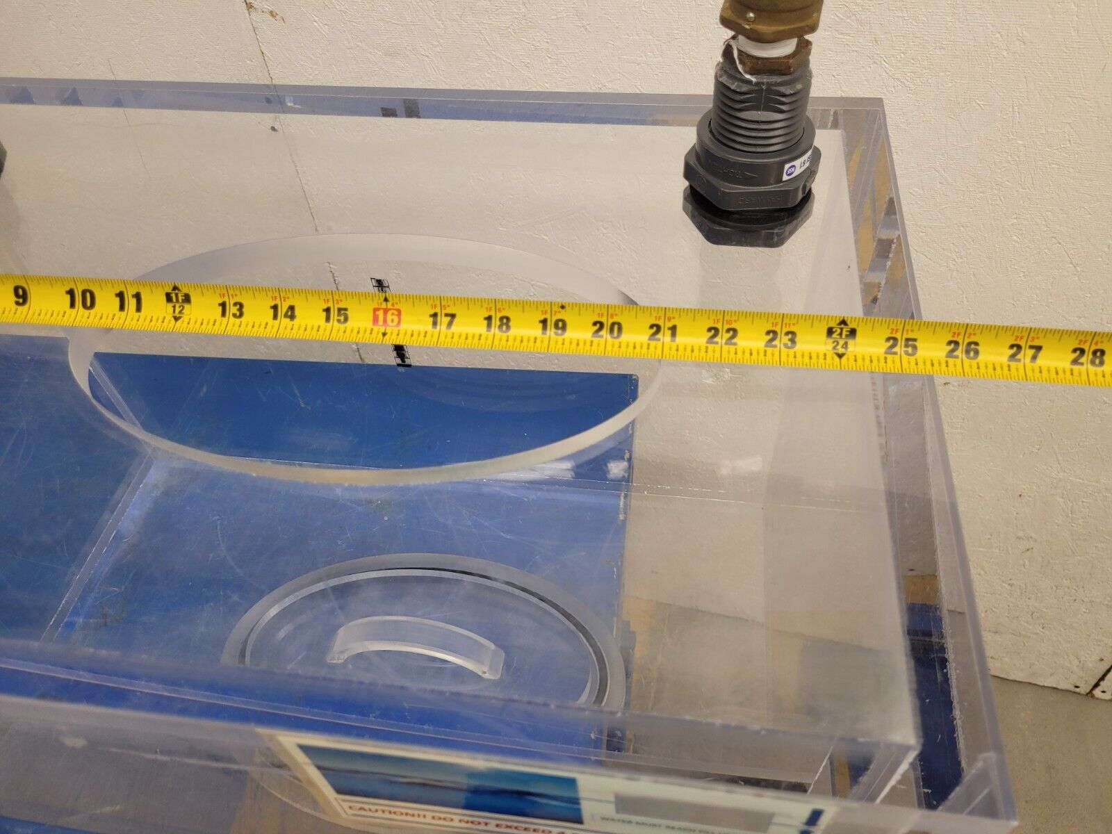 1" Thick Acrylic Plexiglass Water Immersion Pressure Chamber Tank 5PSI 25x16x16