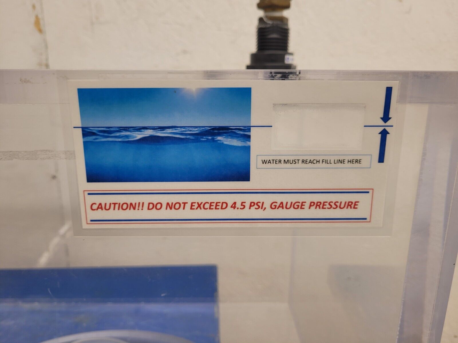 1" Thick Acrylic Plexiglass Water Immersion Pressure Chamber Tank 5PSI 25x16x16