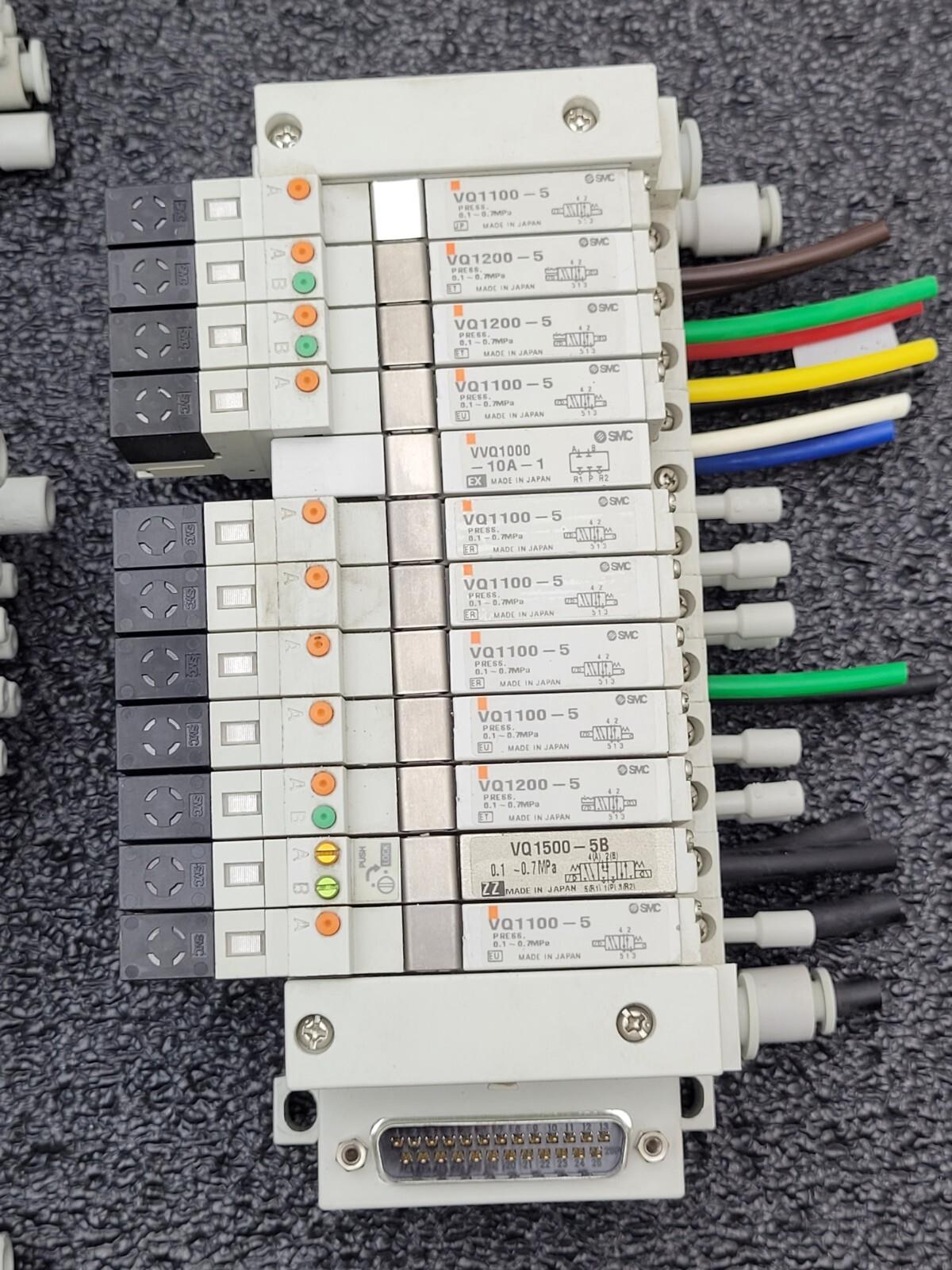 4x SMC Pneumatic Valve Block Solenoid Manifold 24VDC 26 Valves Total Lot E DB25