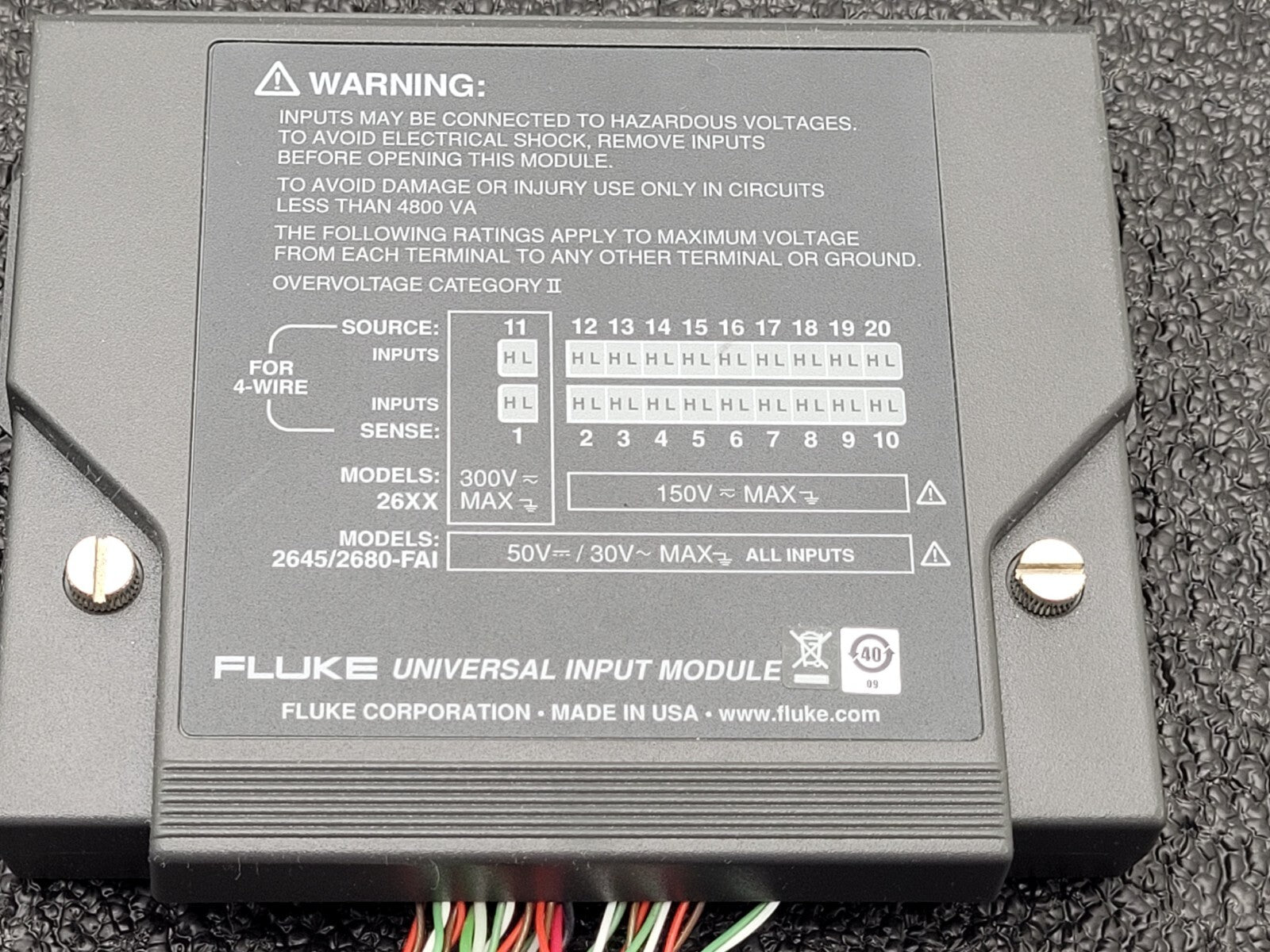 2x Fluke Data Logger Bucket Universal Input Module for 26XX Models 2645/2680-FAI