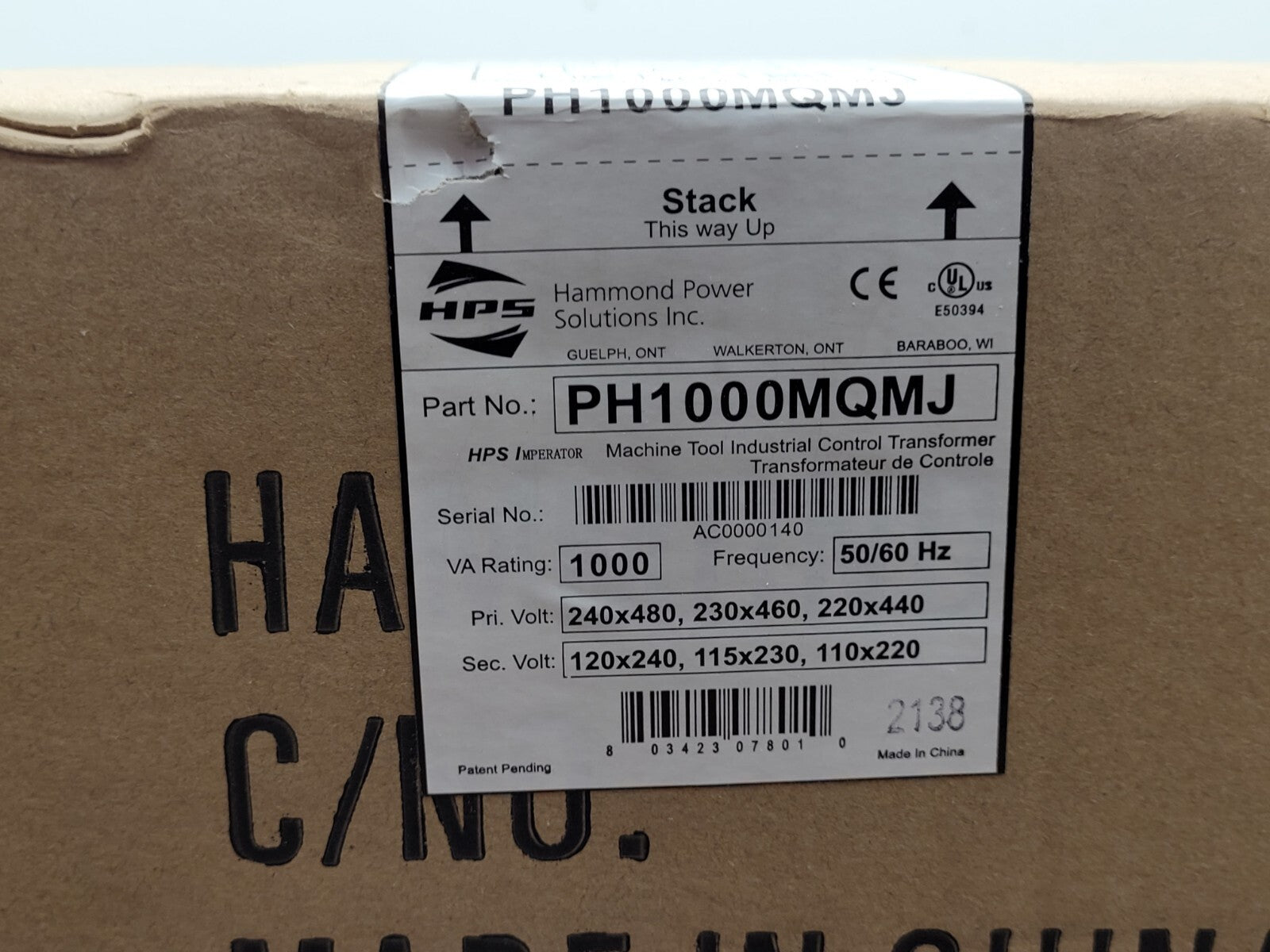 (NEW) HPS Transformer  PH1000MQMJ 1000VA 50/60HZ
