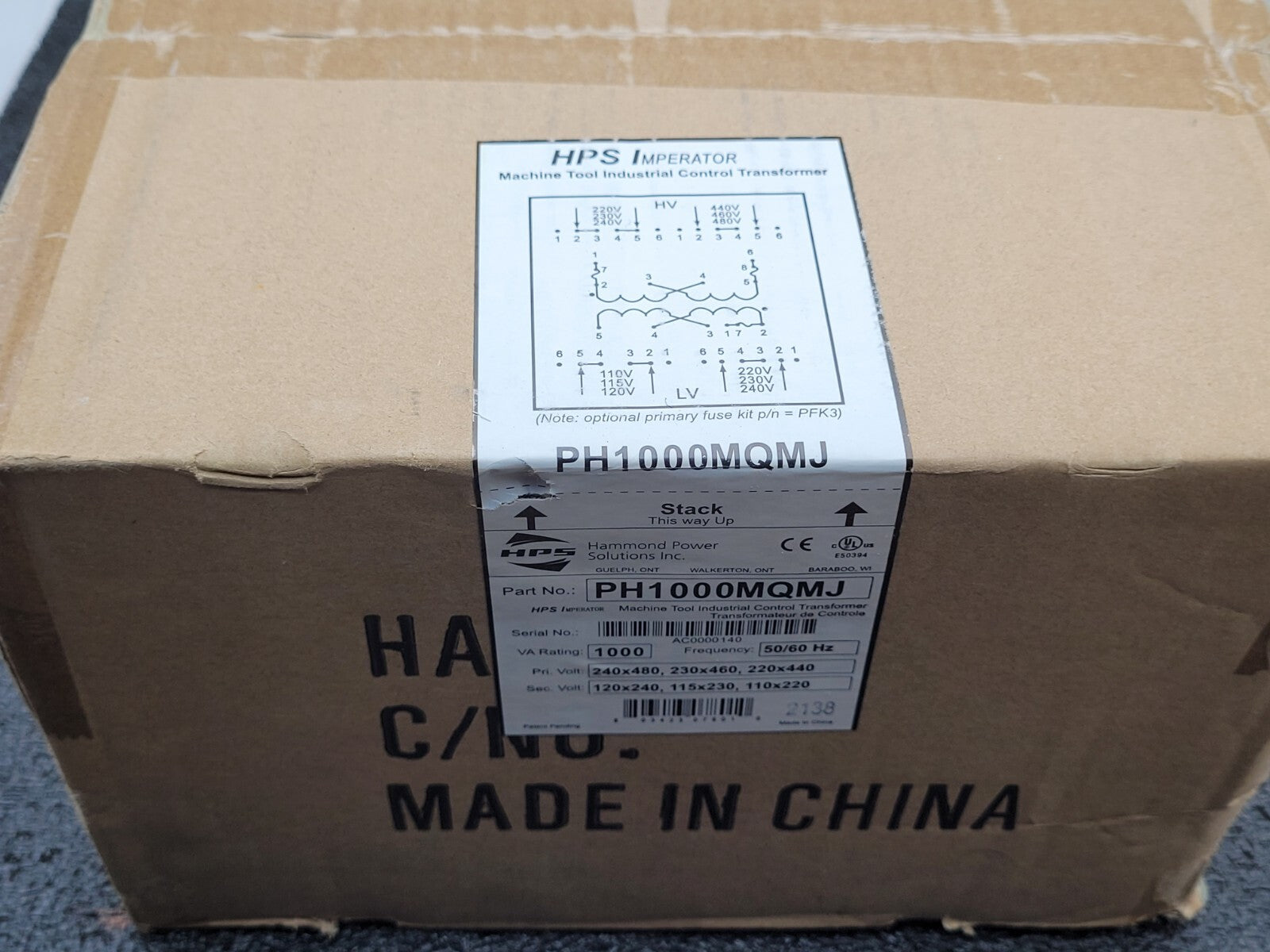 (NEW) HPS Transformer  PH1000MQMJ 1000VA 50/60HZ