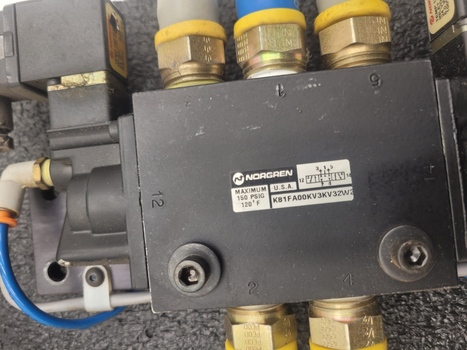 2x NORGREN  K81FA00KV3KV32W2 24VDC Dual Soleoid Valve 150 PSIG w/ 2 Regulators