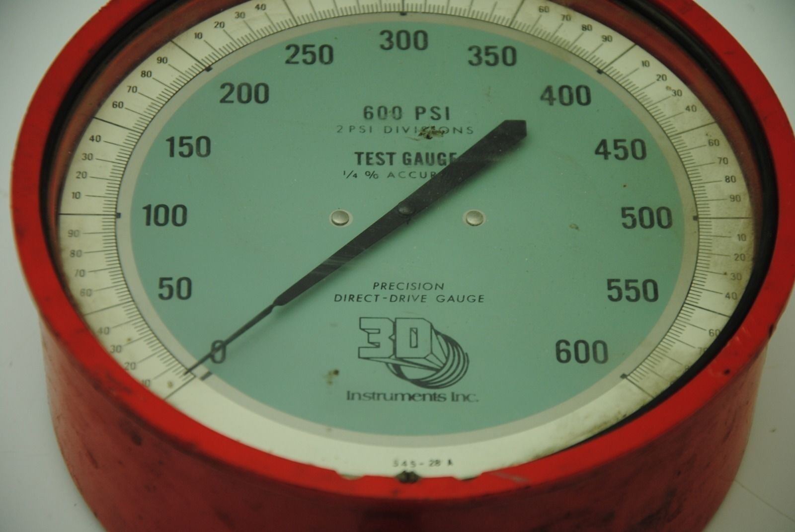 3D Instruments 25545-28B53EDY Pressure Test Gauge, 600PSI, 6.5"