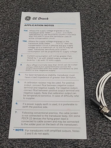 Druck PDCR 200 Pressure Transducer Sensor with Cable and Calibration Certificate