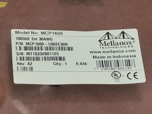 MELLANOX MCP1600-C002E30N COPPER HYBRID Cable ETH 100GbE 2M 30AWG[D] QSFP28