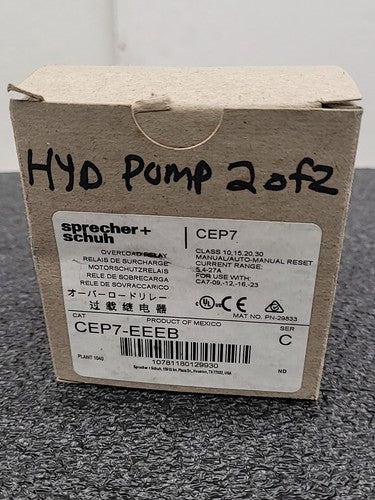 Sprecher+Schuh CEP7-EE Thermal Overload Relay 5.4-27A Class 10,15,20,30
