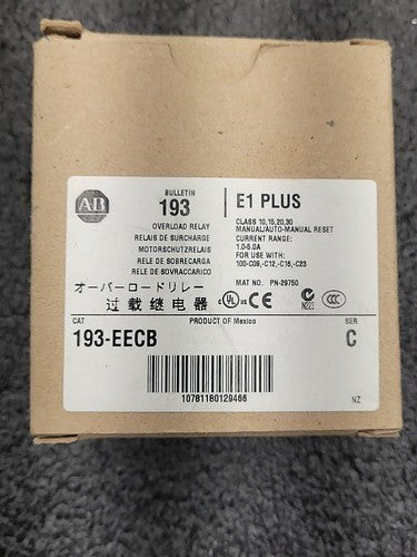 Allen Bradley 193-EECB E1 Plus Overload Relay Ser C Adjustable Current 1.0-5.0A