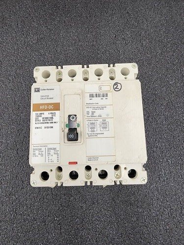 Cutler-Hammer Industrial Circuit Breaker HFD-DC 100 AMPS, 4 Poles, 750VDC