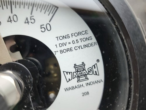 Wabash 208 HYD 50 Ton Limit Gauge Hydraulic Force Meter 7" Bore Cylinder