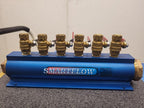 Lot of 2x Burger & Brown 2" Smartflow Aluminum Manifolds 6 port 1/2" Ball Valves