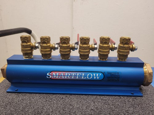 Lot of 2x Burger & Brown 2" Smartflow Aluminum Manifolds 6 port 1/2" Ball Valves