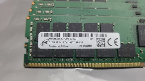 Lot 6x Micron 32GB PC4-2933Y DDR4 ECC Registered RDIMM RAM Memory 2933MHz Tested