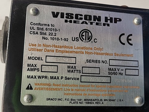 Graco Viscon HP Fluid Heater 246276 High Pressure Industrial Heating Unit