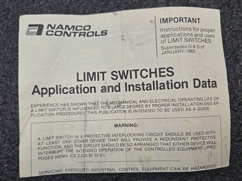 Namco Controls EA15030275 Limit Switch Industrial Rotary Actuator with Manual
