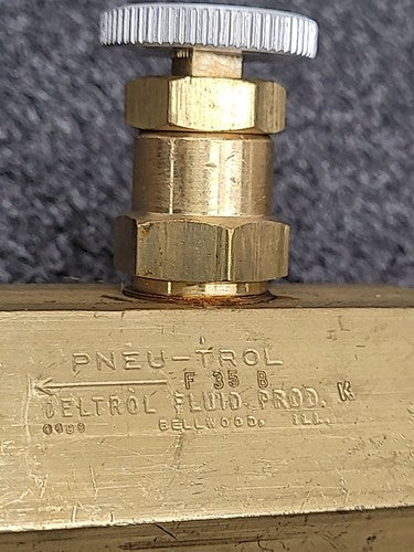 Pneu-Trol Deltrol F-35B Brass Flow Control Needle Valve Fluid Regulator Lot of 2