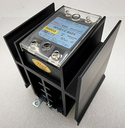 WYES SSR WYG1C40Z4 Solid State Relay w/ Heatsink DIN Rail Mount Cover 240VAC 40A