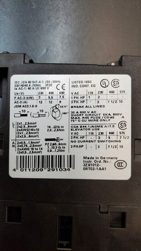 SIEMENS SIRIUS 3RT1024-1B Contactor E05 3 Phase