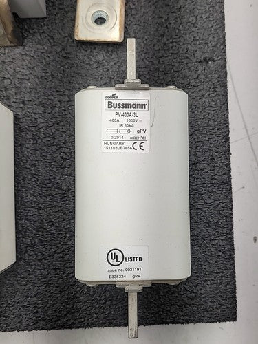 4 Bussmann PV-400A-3L 400A gPV Photovoltaic Fuses with Holders & Terminal Covers
