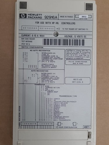 HP Hewlett Packard 92916A Barcode Wand Scanner Data Decoder Station HP-HIL