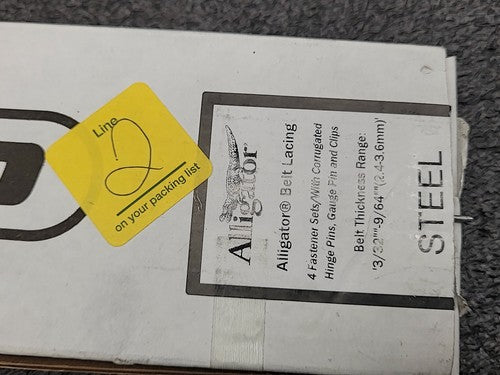 Flexco Alligator Steel Belt Lacing 3/32" - 9/64" Fastener Set Kit 7-12 Set of 3