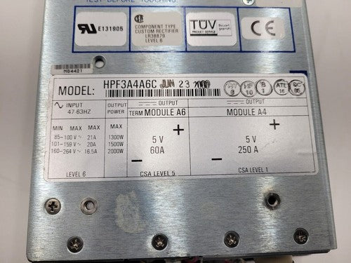 Power-One 5VDC HPF3A4A6C Dual Output 5v 60A 5V 250A Power Supply 2kW 2000W 310A