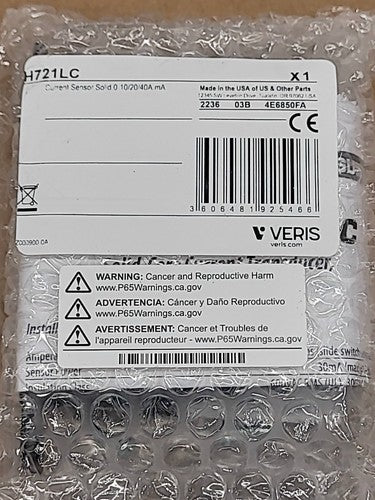 Veris H721LC Solid Core Current Sensor Transducer 0-10/20/40A Range