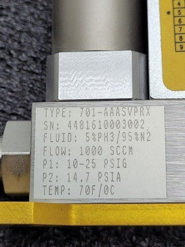 Parker Porter Digital Mass Flow Controller 701-AAASVPRX 5%PH3 / 95%N2 1000SCCM