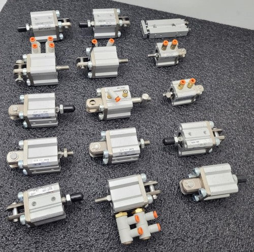 Lot of 15 SMC CQ2D20-15DM-W / CQ2D2015DMW Push Pull Pnuematic Compact Cylinder