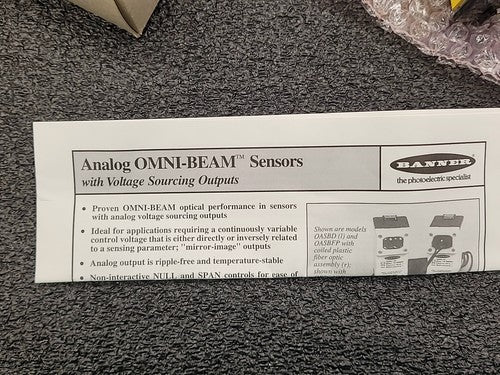 Banner OASBF 27600 Analog OMNI-BEAM Photoelectric Sensor Block Infrared NEW