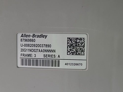 Allen Bradley PowerFlex 755 VFD AC Drive 20G11ND027AA0NNNN Frame 3 Series A 15HP