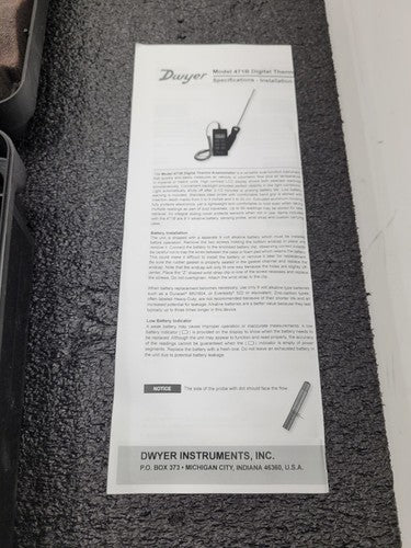 Dwyer Digital Thermo Anemometer Model 471B Air velocity 0-6000 FPM,-20 to 212°F