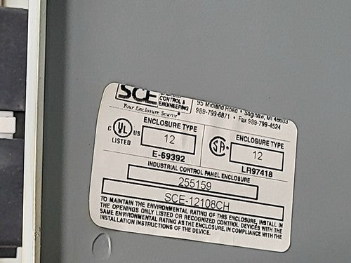 SCE SCE-12108CH Industrial Control Panel Enclosure Type 12 w/ On Off 12"x10"x8"