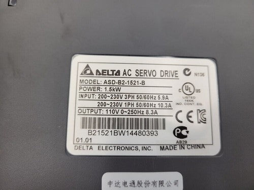Delta Electronics AC Servo Motor 1.5KW ECMA-C21315SS Servo Drive ASD-B2-1521-B