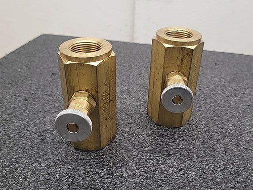 Pneu-Trol Deltrol F-35B Brass Flow Control Needle Valve Fluid Regulator Lot of 2