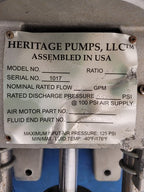 Heritage Pumps 1011 Air Driven High Pressure Pump 55:1 Ratio Grease Lubricant A7