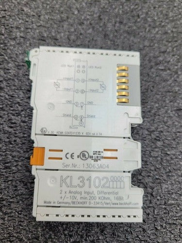 Beckhoff KL3102 2-Channel Analog Input Module Differential +/- 10V min 200 KOhm