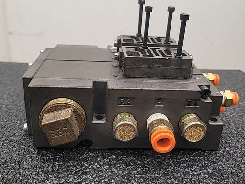 Numatics FlexiBlok Pneumatic 4 Valve Air Solenoid Manifold Block Assembly