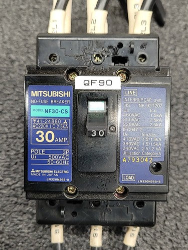 Mitsubishi NF30-CS Circuit Breaker Lot 220V AC w/ CP-C BAC102105 Breaker