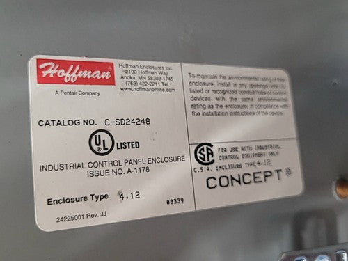 Hoffman Control Cabinet IDEC FA-3S PLC Numatics 3 Solenoid Valve ABB Contactors